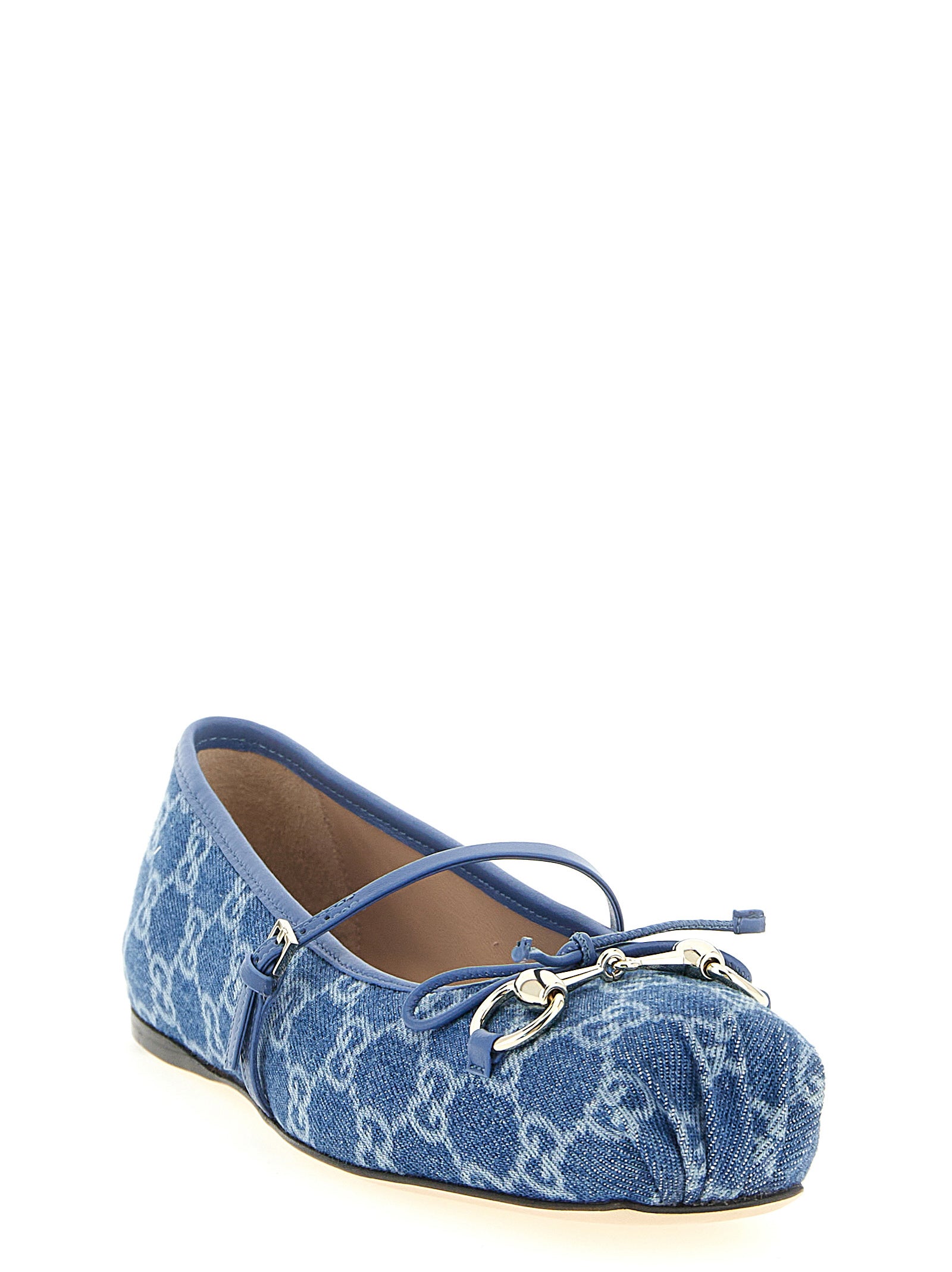 Gucci Blue GG Denim Ballet Flats Cotton