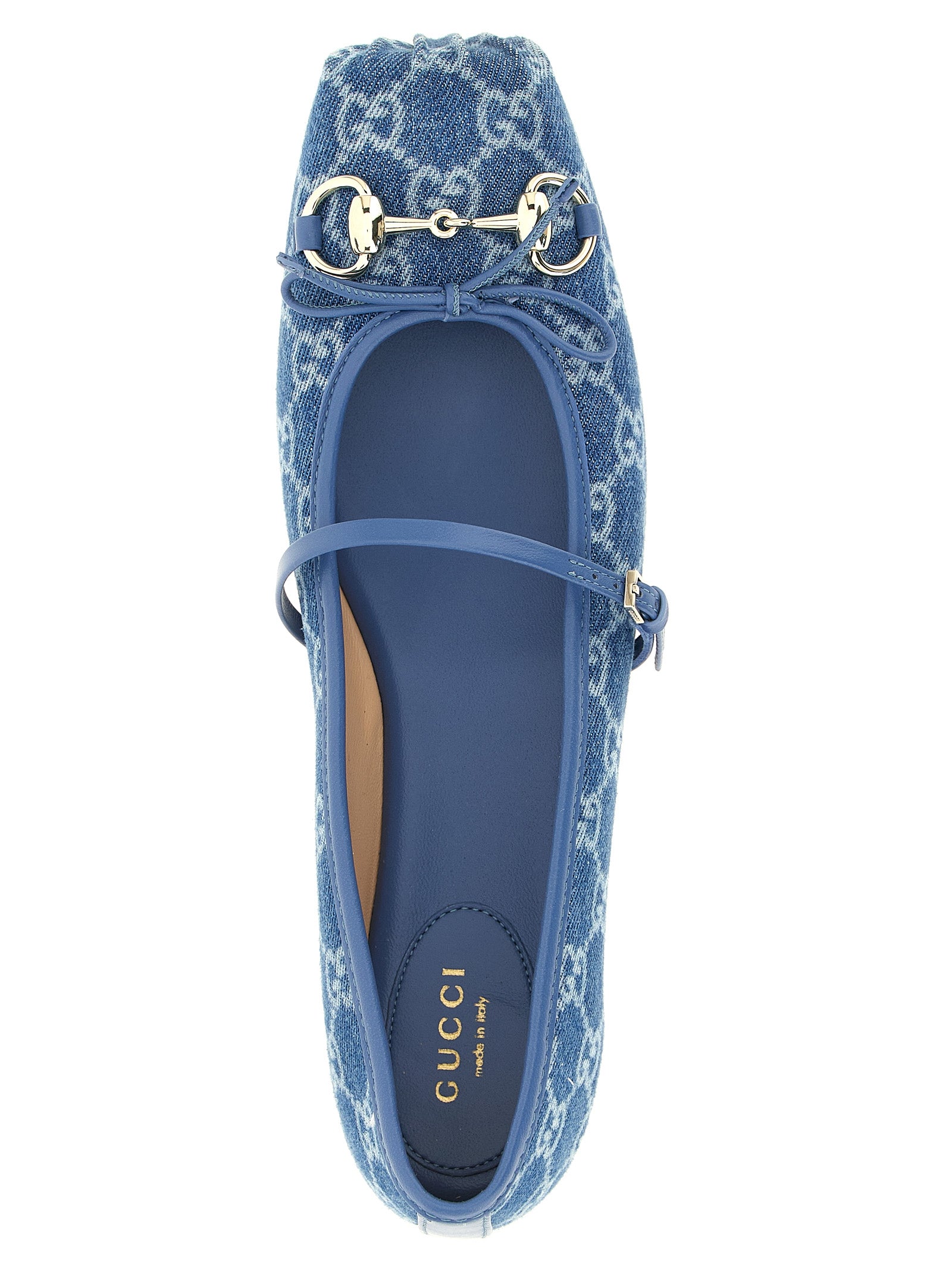 Gucci Blue GG Denim Ballet Flats Cotton