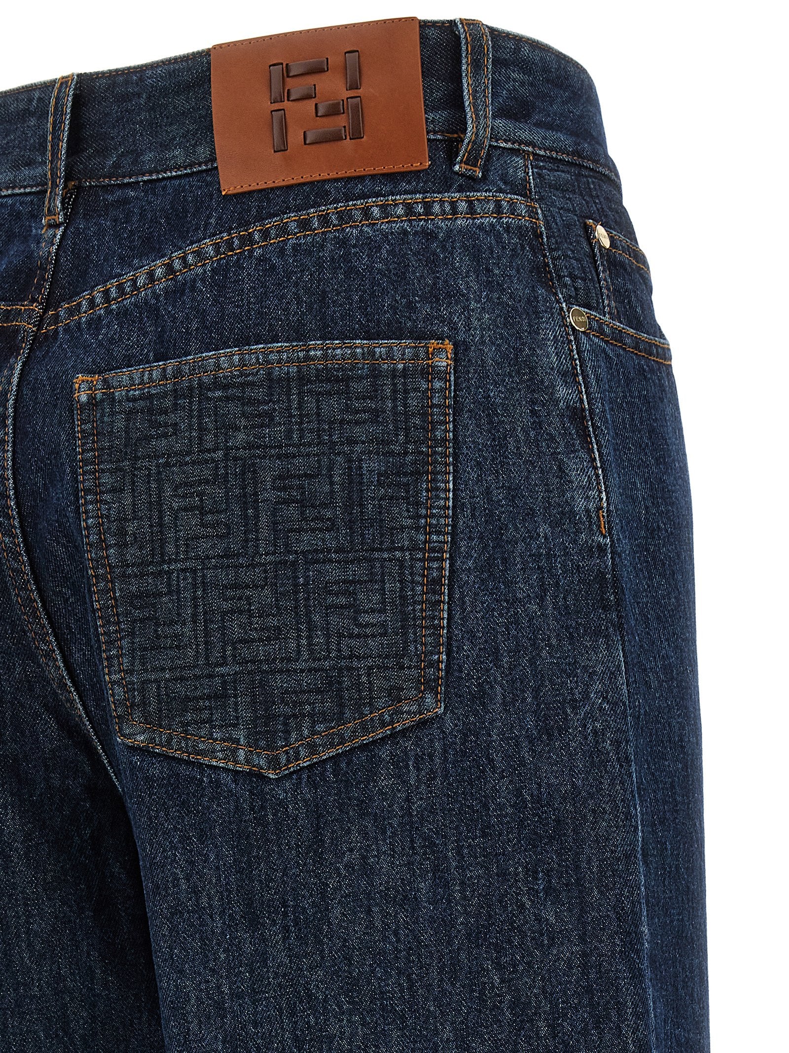 Blue Cotton Straight-Leg Jeans