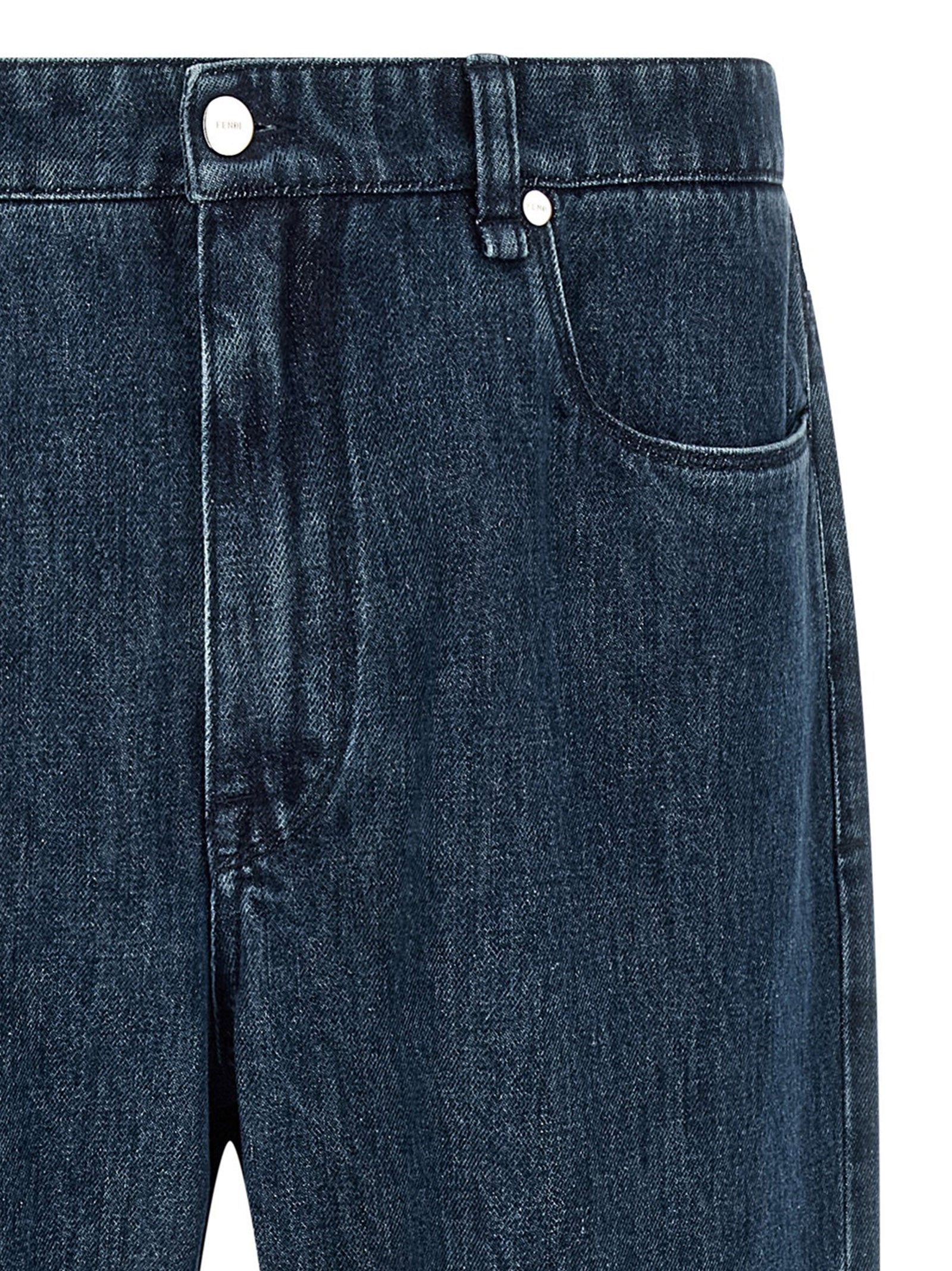 Jean évasé en coton bleu Fendi