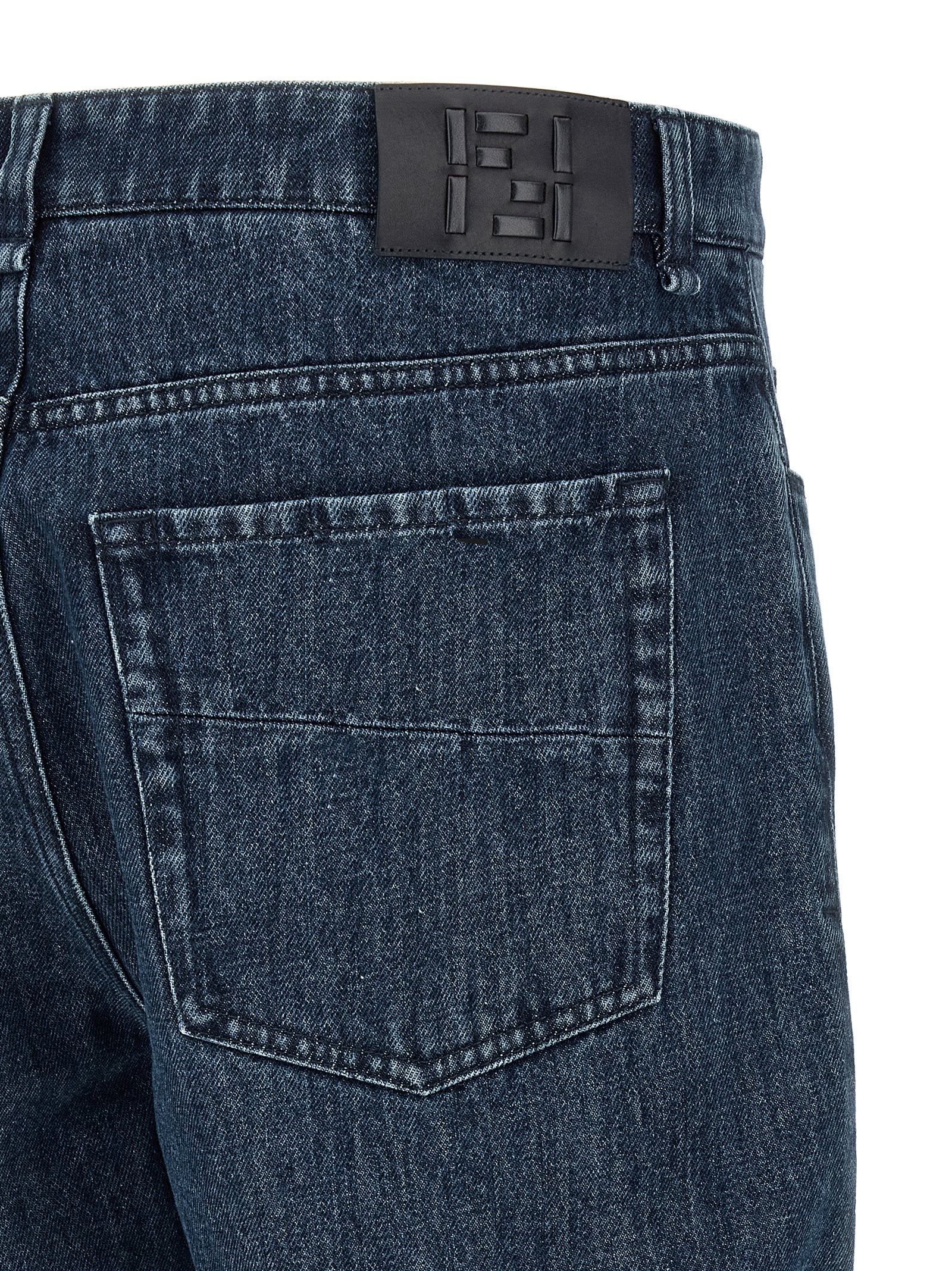 Jean évasé en coton bleu Fendi