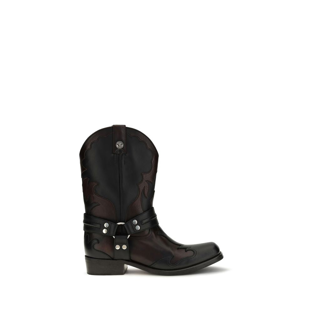 Versace Black Calf Leather Boots