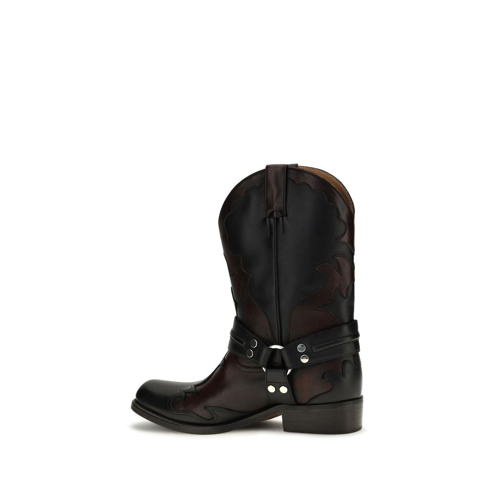 Versace Black Calf Leather Boots