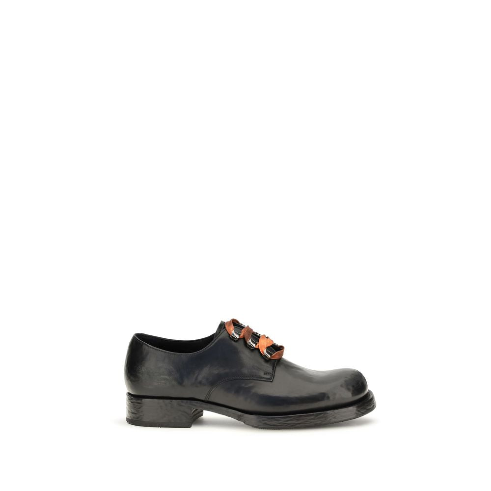 Prada Black Calf Leather Oxfords And Derbies