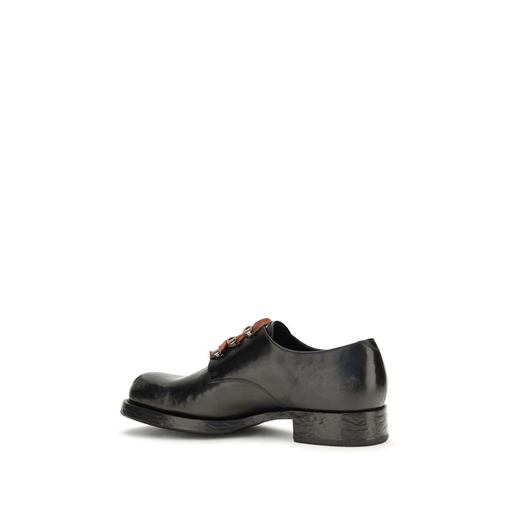 Prada Black Calf Leather Oxfords And Derbies
