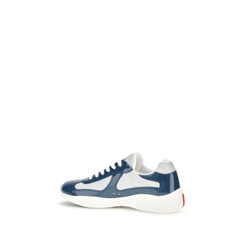 Prada Blue Calf Leather Athletic Sneakers