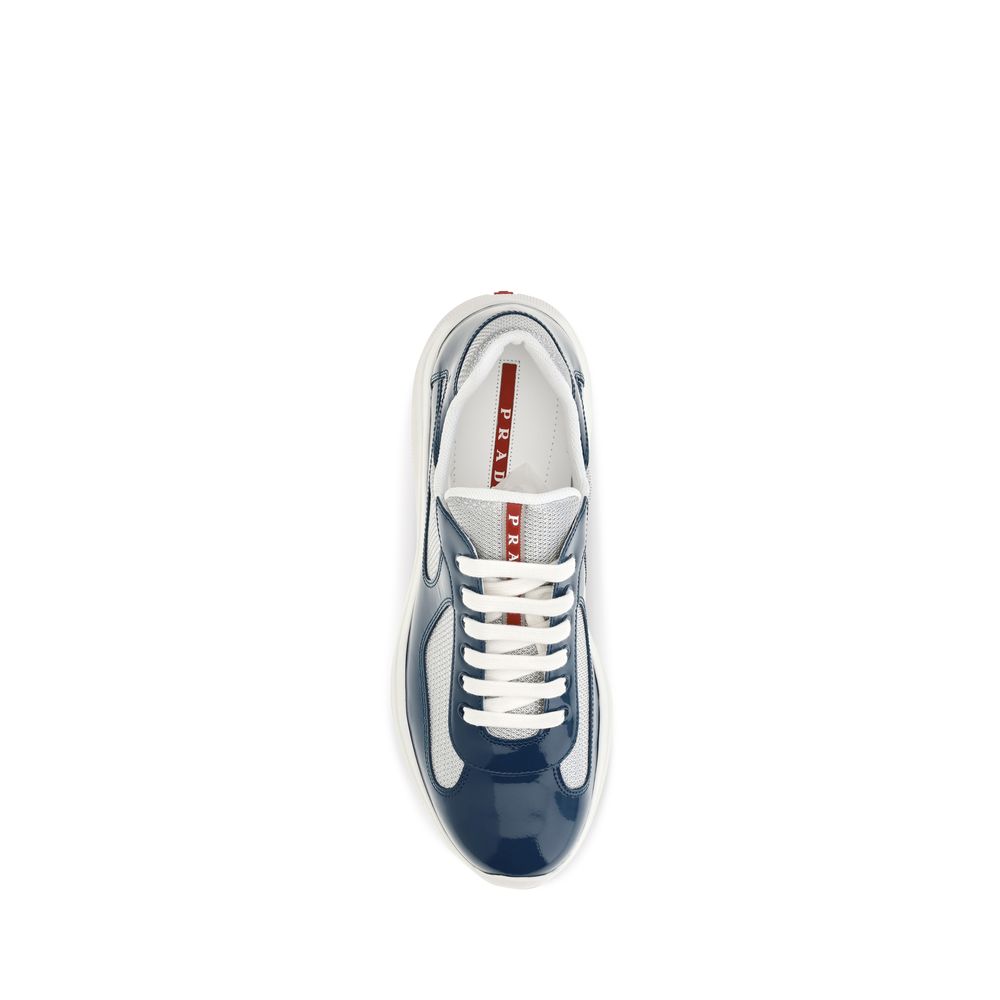 Prada Blue Calf Leather Athletic Sneakers