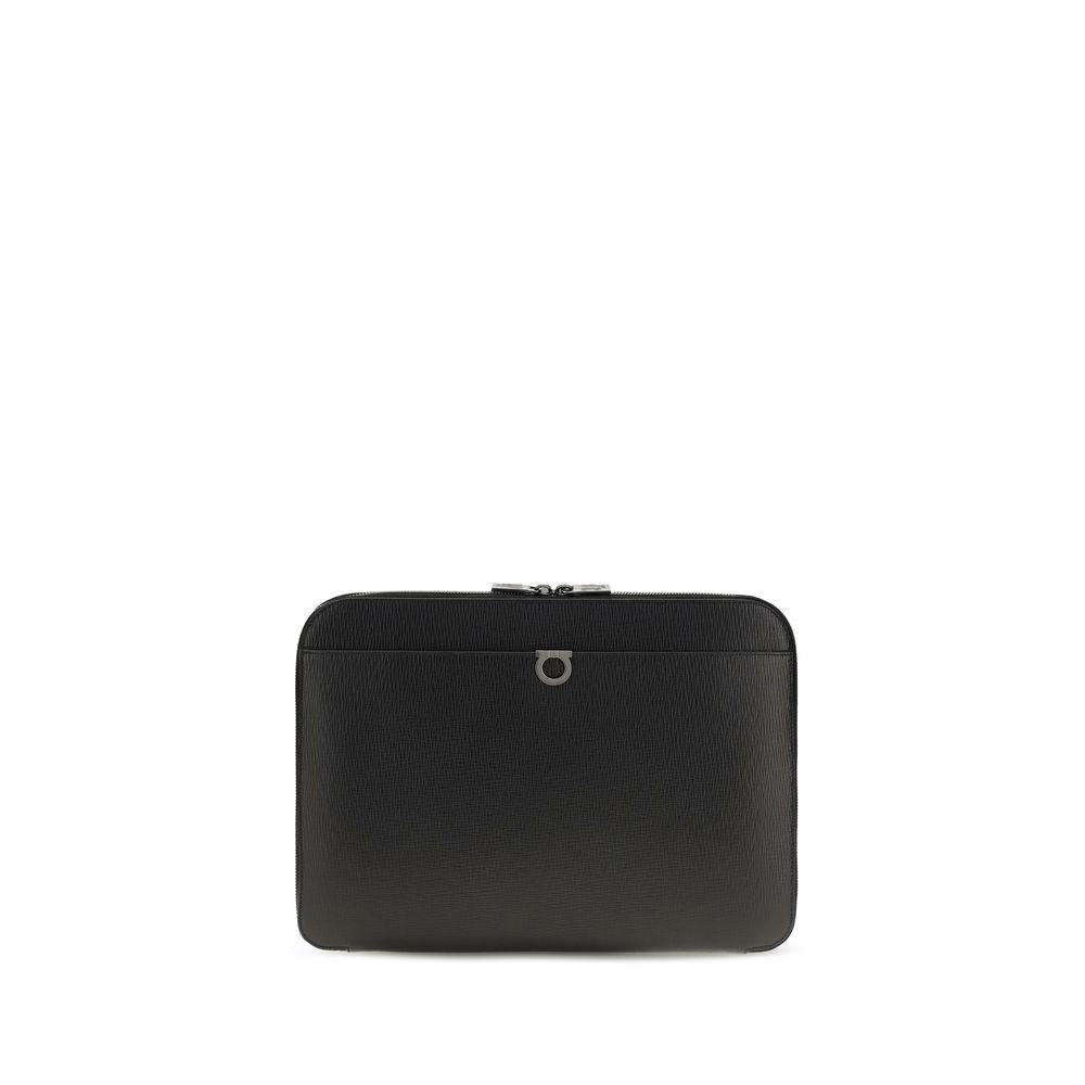 Ferragamo Black Calf Leather Shoulder Bag