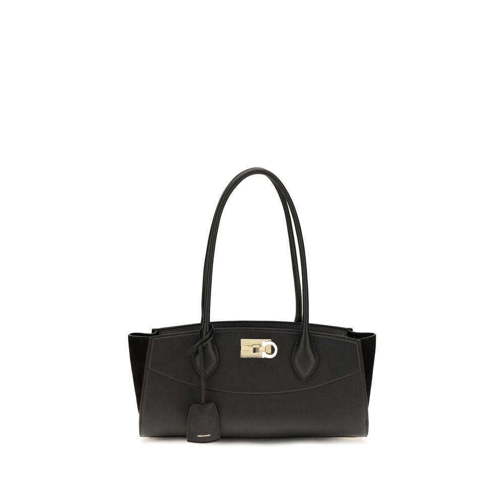 Ferragamo Black Calf Leather Shoulder Bag