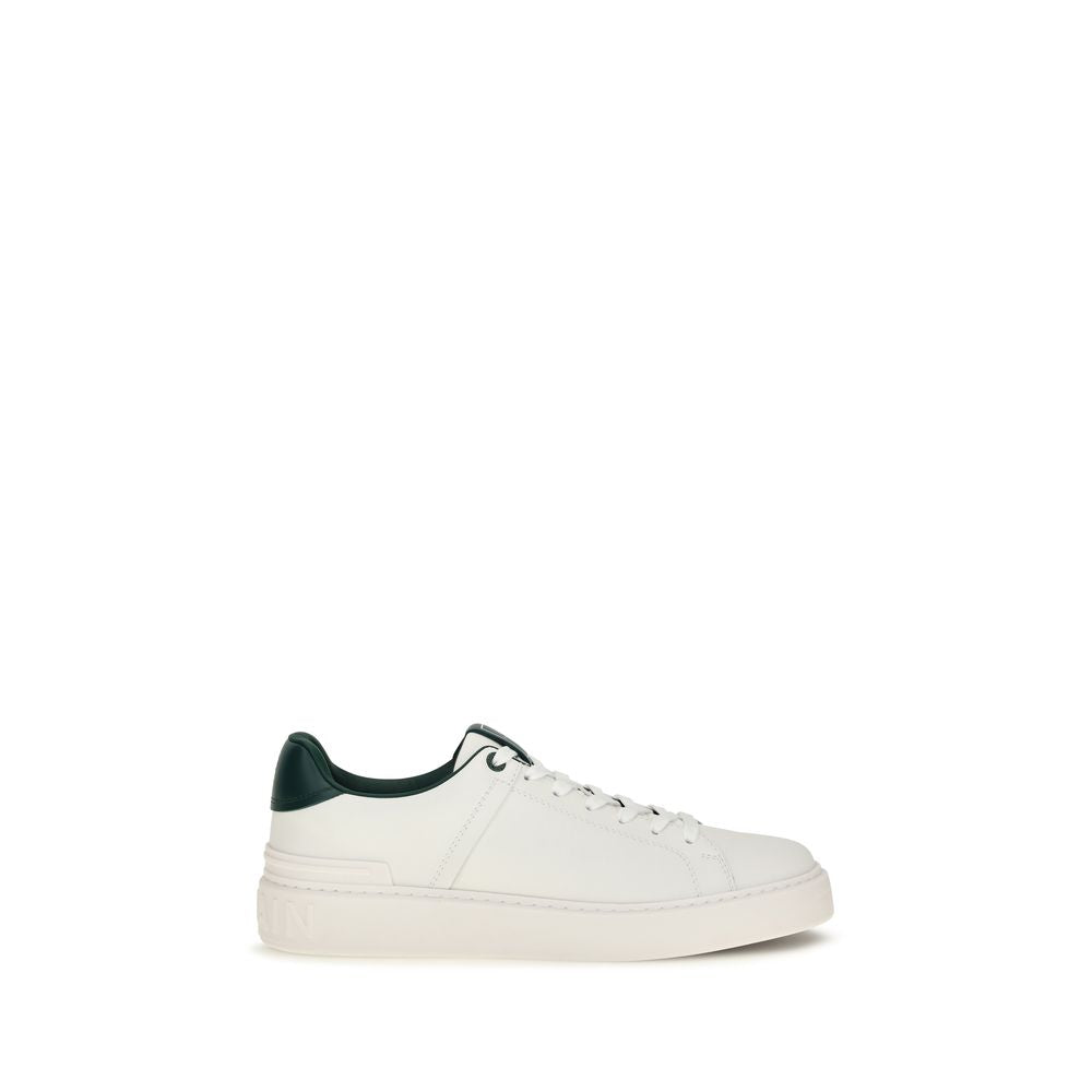 Balmain White Calf Leather Sneakers