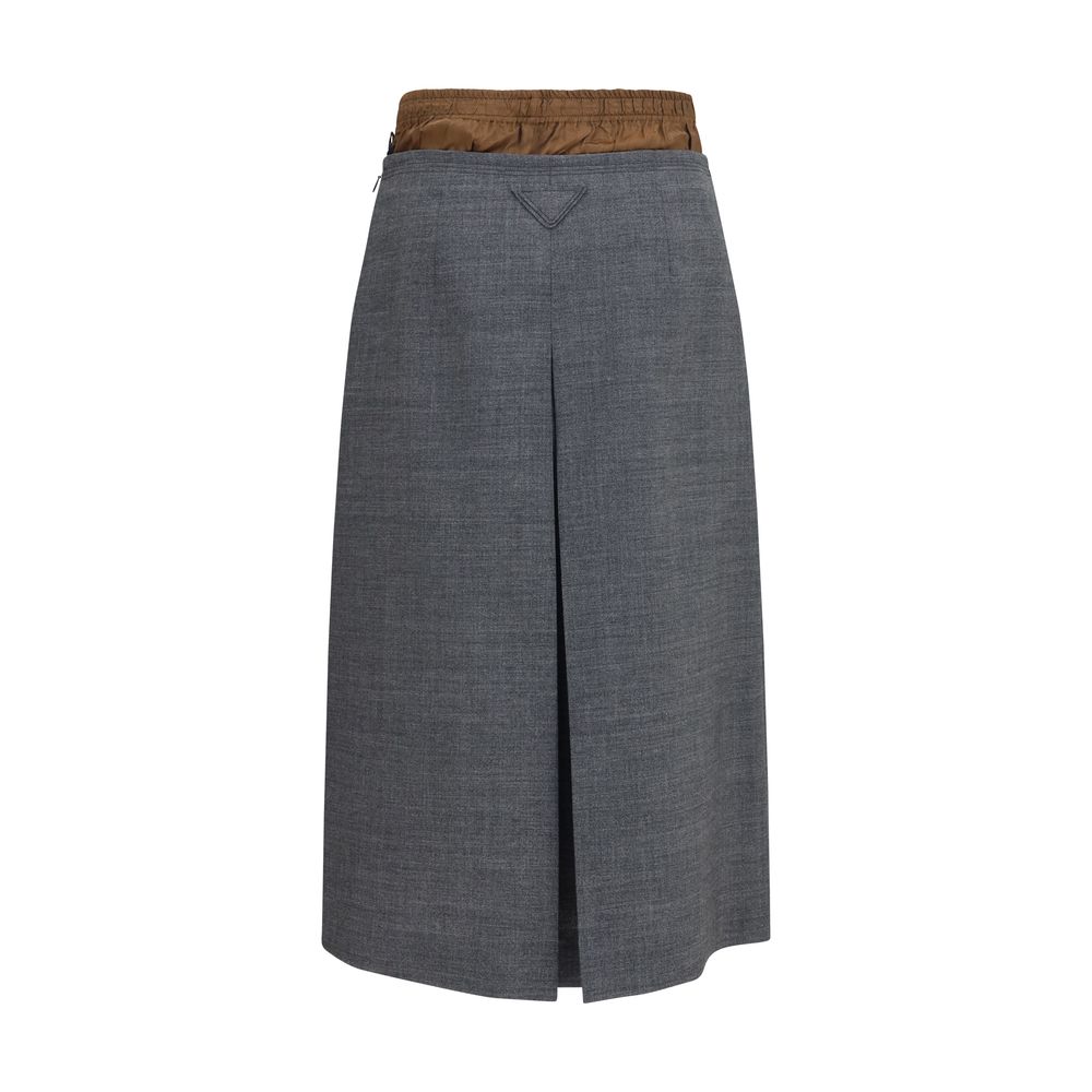 Prada Gray Wool Midi Skirt