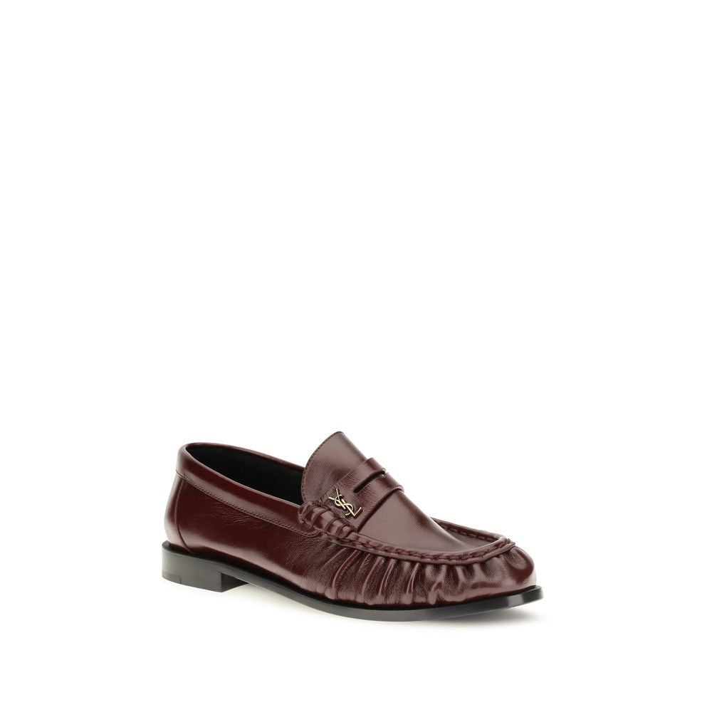 Saint Laurent Bordeaux Lamb Slip-On Loafers