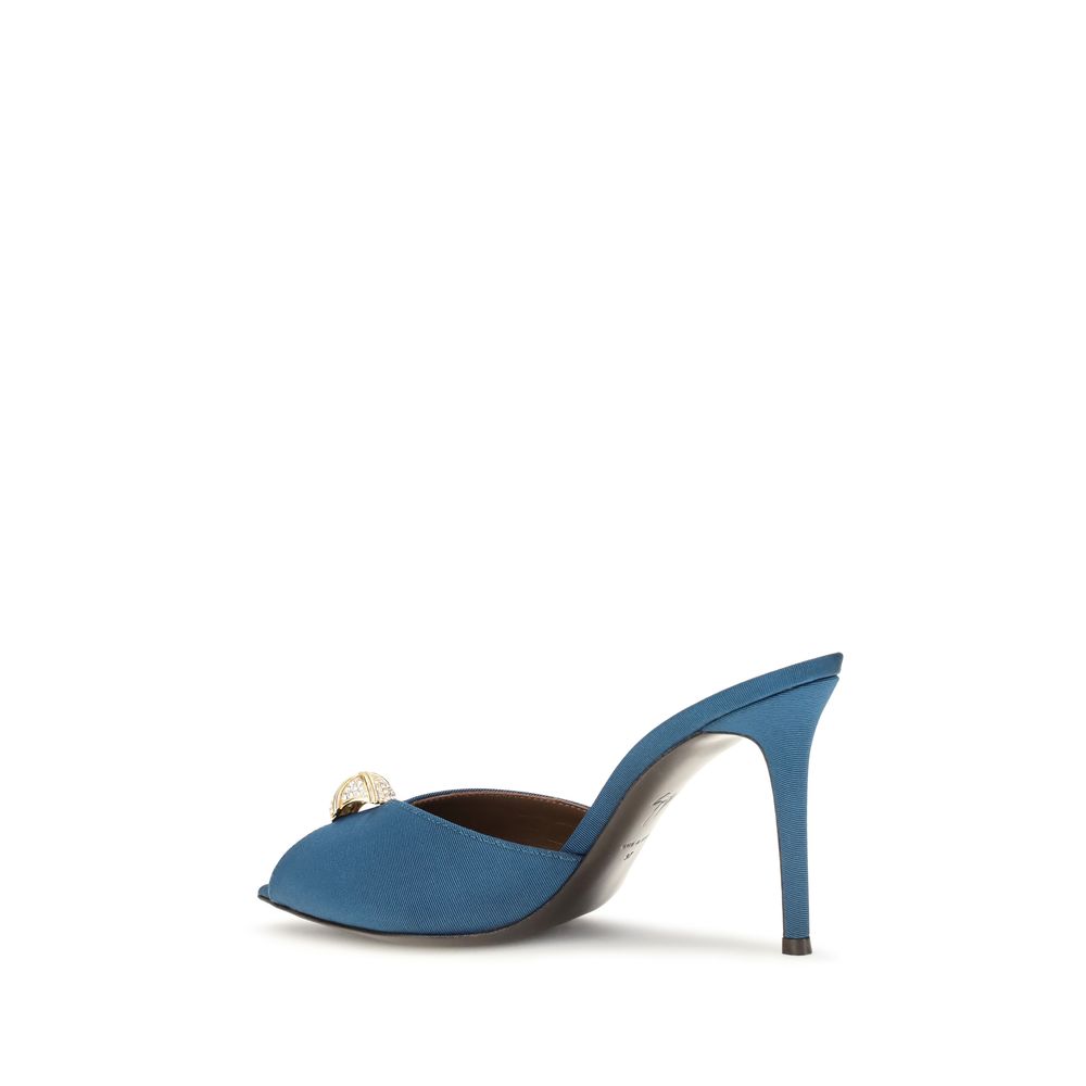 Giuseppe Zanotti Blue Calf Leather Stiletto Heel Sandals