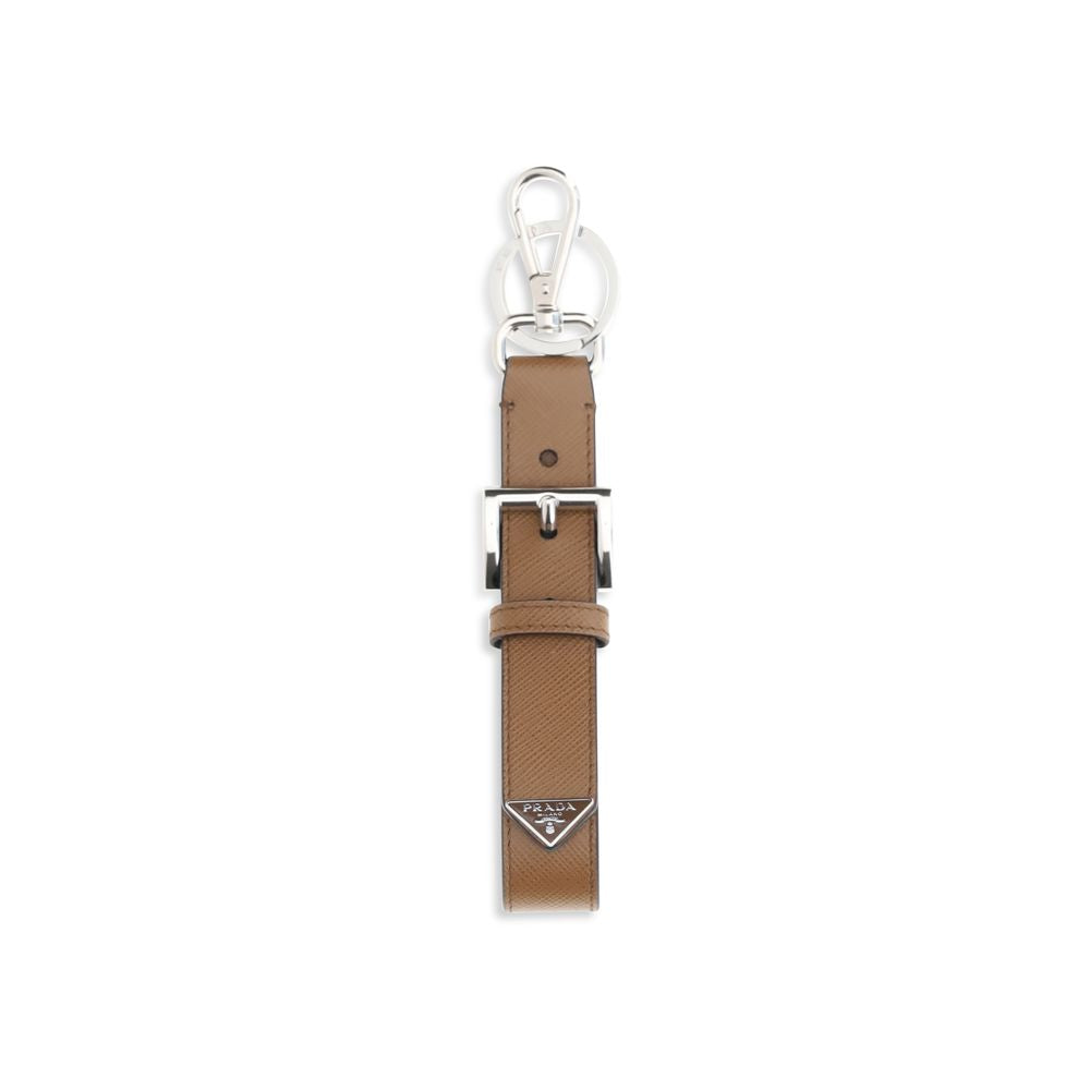 Prada Brown Calf Leather Keychain