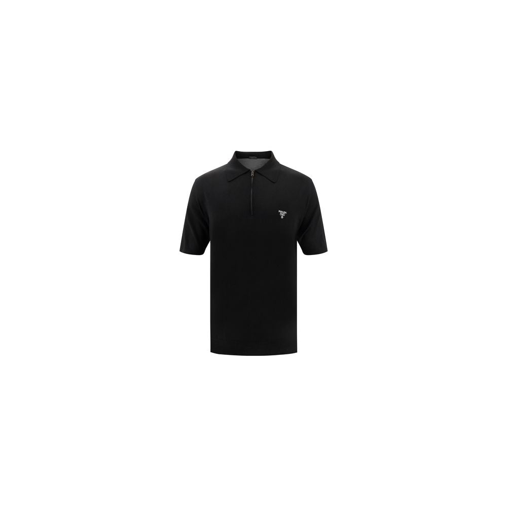 Prada Black Wool Polo Shirt