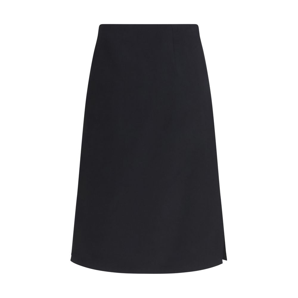 Fendi Black Wool Midi Skirt