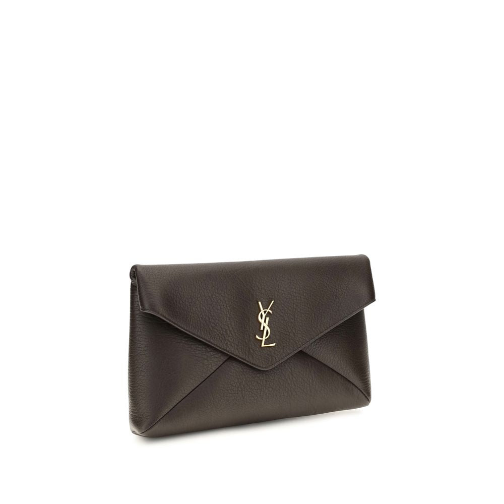Saint Laurent Brown Lamb Clutch Bag