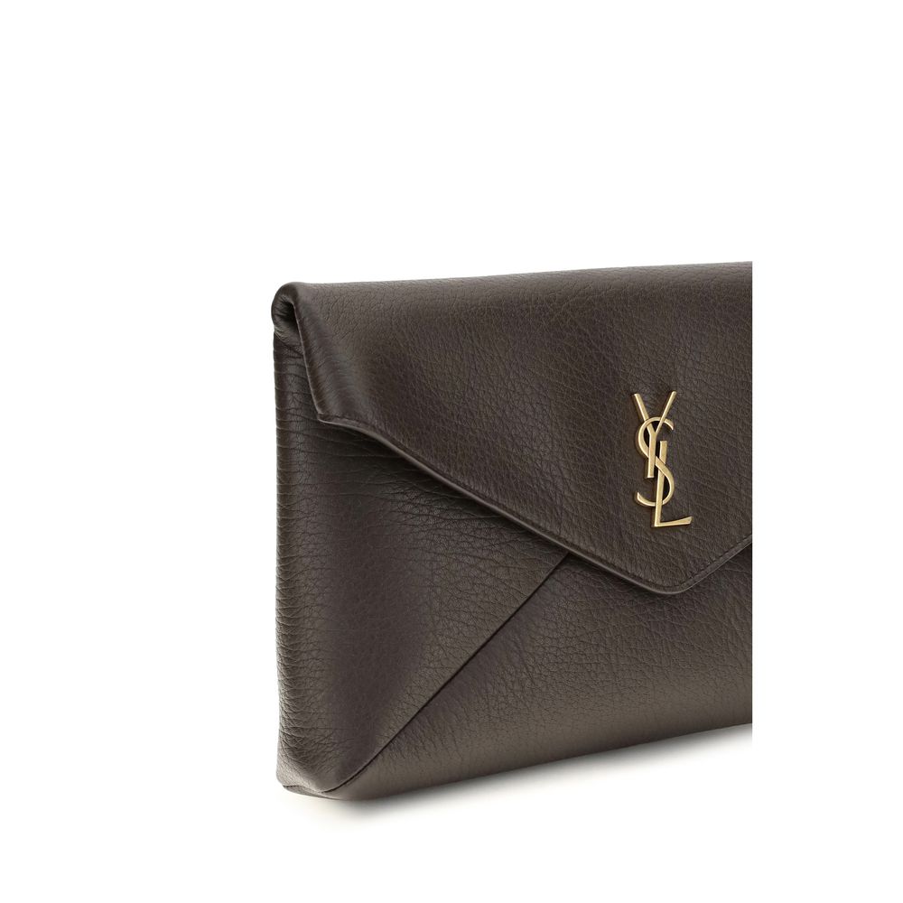 Saint Laurent Brown Lamb Clutch Bag