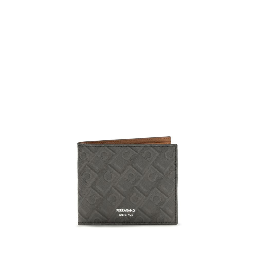 Ferragamo Gray Calf Leather Wallet