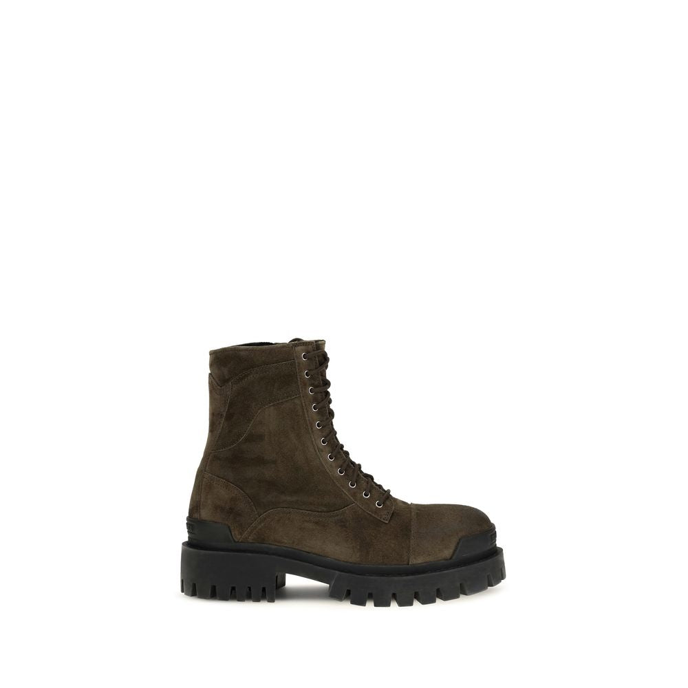 Balenciaga Bicolor Calf Leather Lace-Up Boots