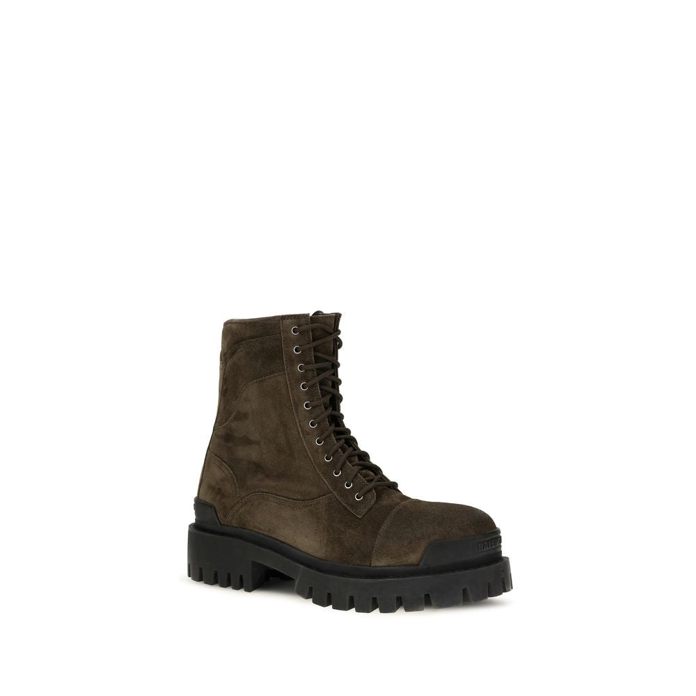 Balenciaga Bicolor Calf Leather Lace-Up Boots