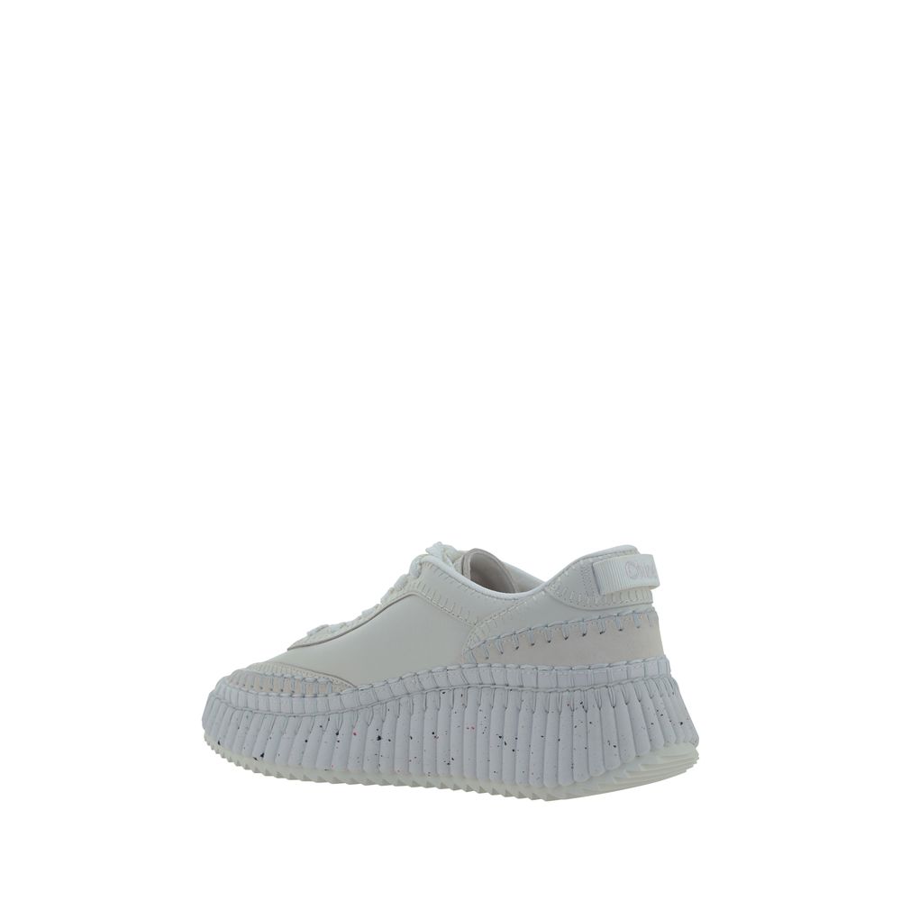 Chloé White Calf Leather Platform Sneakers