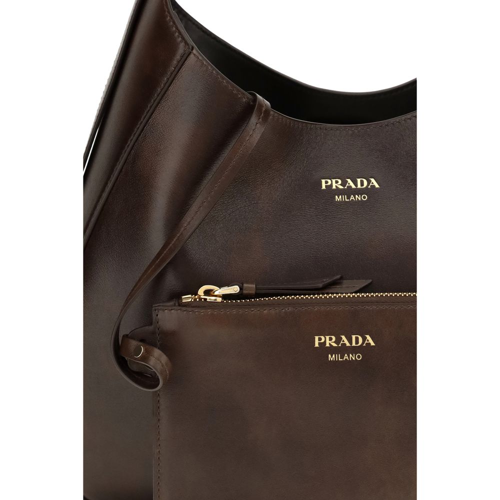 Prada Brown Calf Leather Shoulder Bag