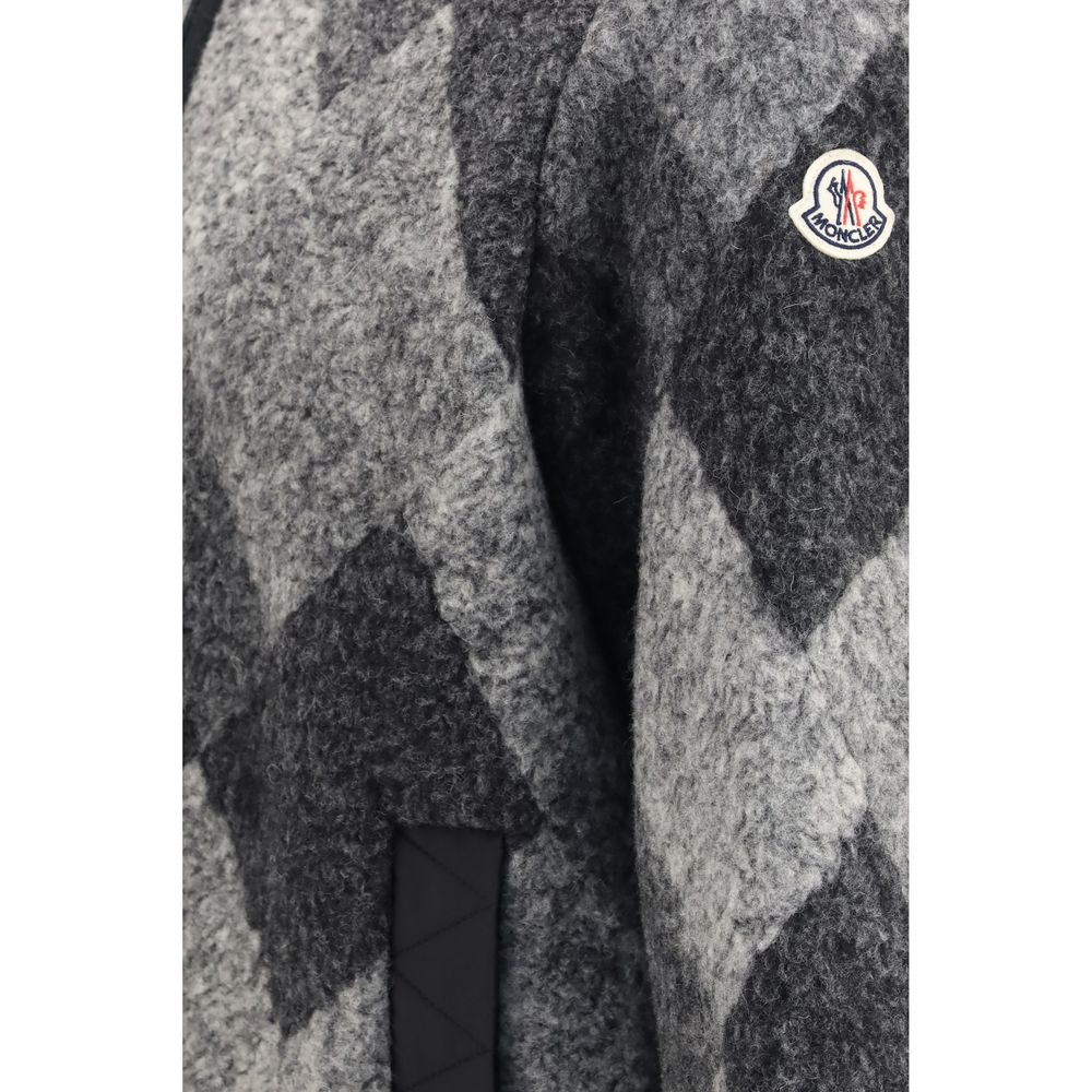 Moncler Gray Wool Oves Aries Full-Length Jacket