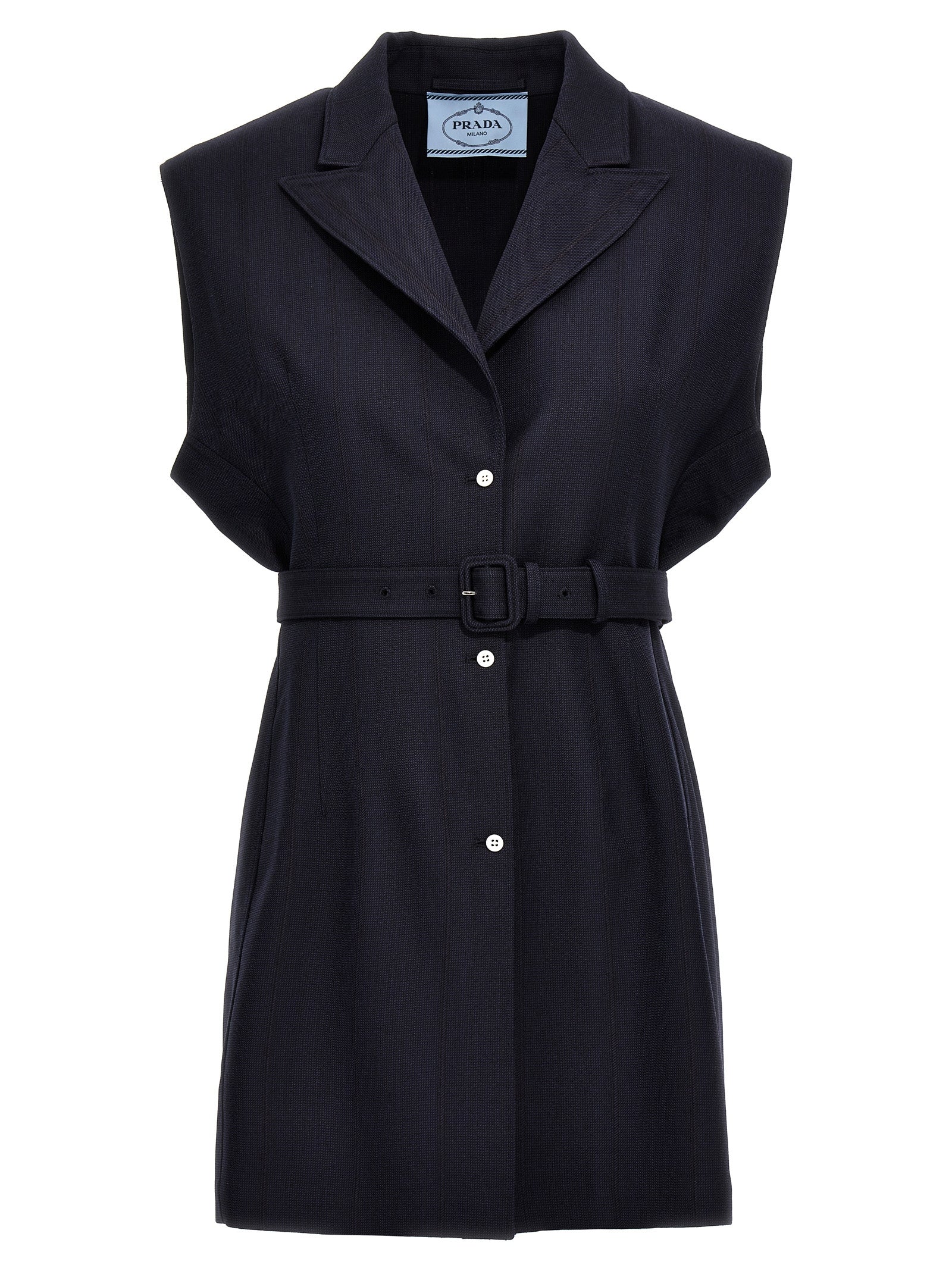 Prada Blue Virgin Wool Sleevelesss Jacket