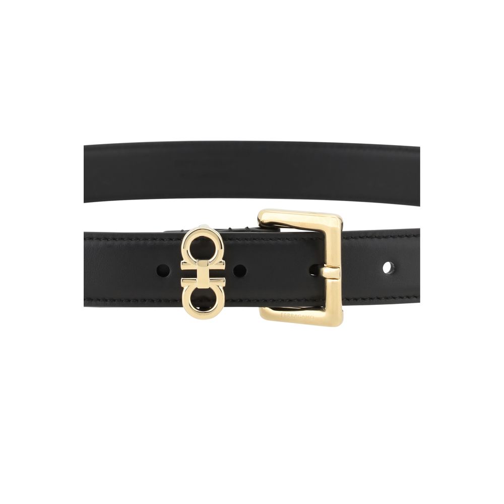 Ferragamo Black Calf Leather Regular Belt