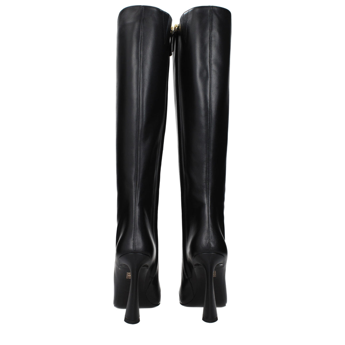 Versace Black Leather High Heel Boots