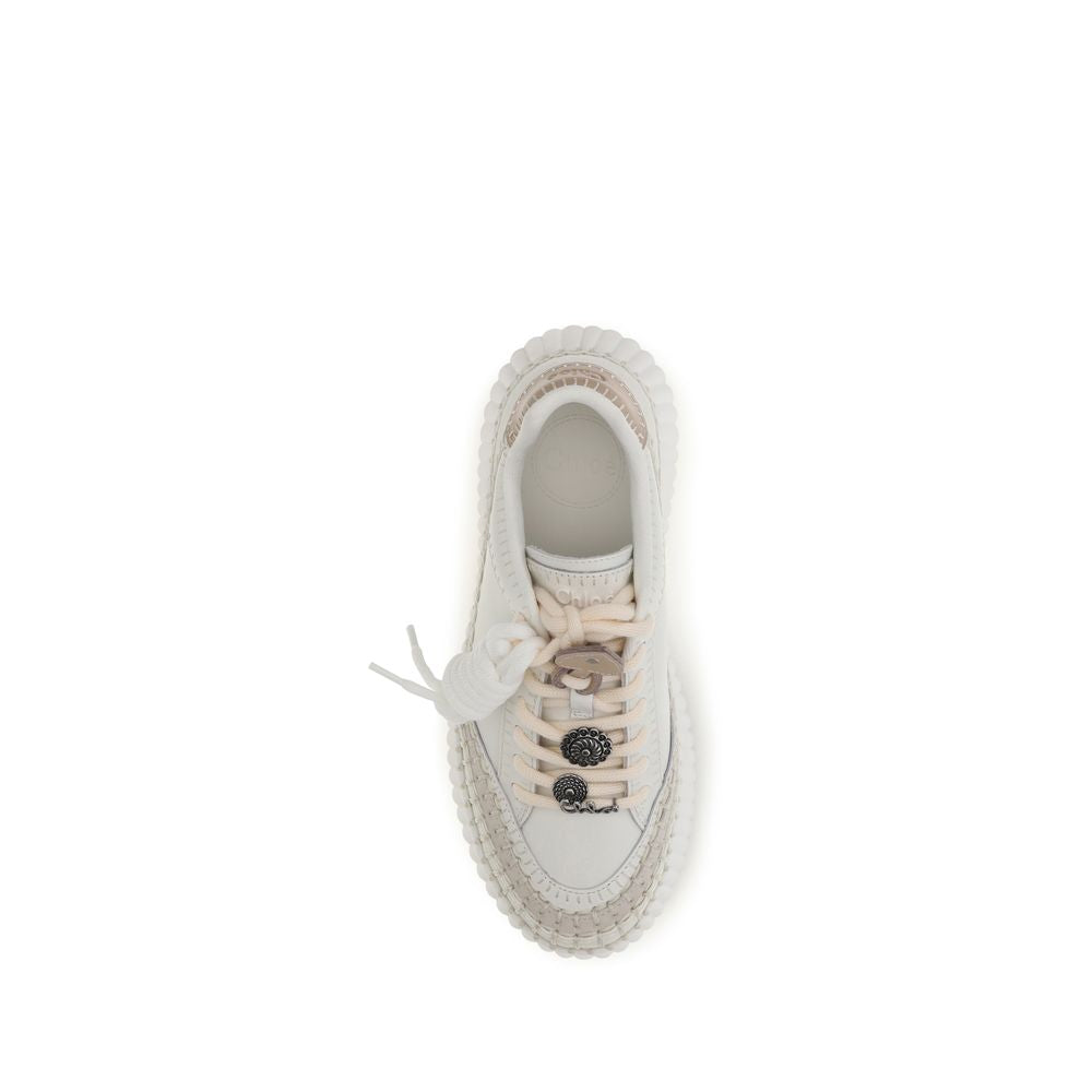 Chloé White Calf Leather Platform Sneakers