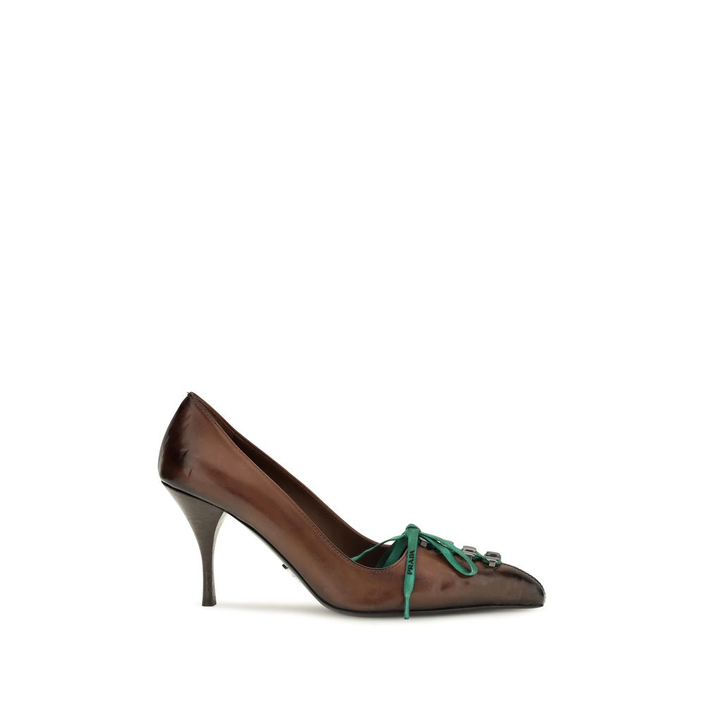 Prada Brown Calf Leather Lace-Up