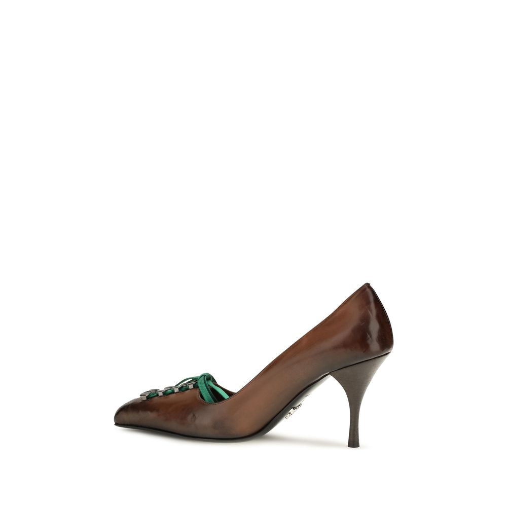 Prada Brown Calf Leather Lace-Up