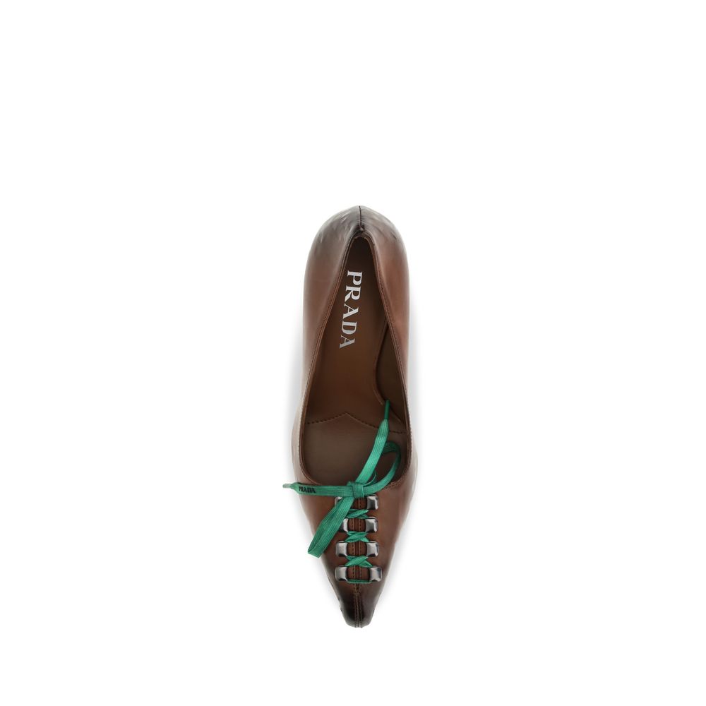Prada Brown Calf Leather Lace-Up