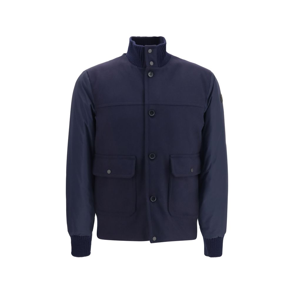 Moncler Blue Wool Shell Jacket