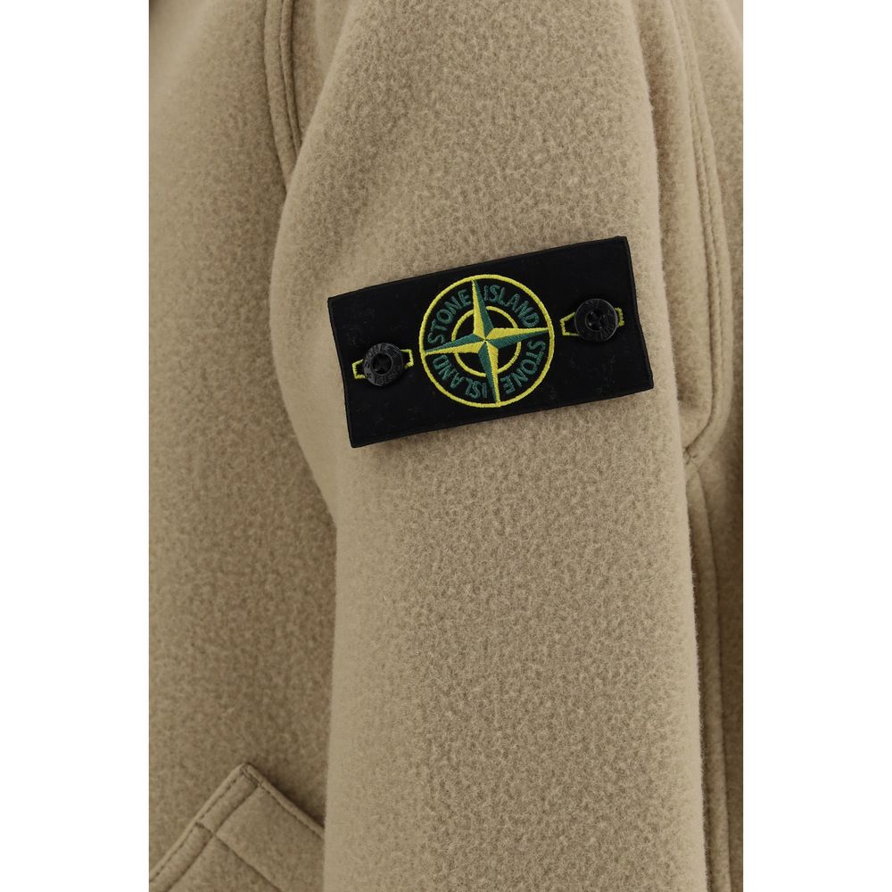 Stone Island Beige Wool Full-Length Jacket