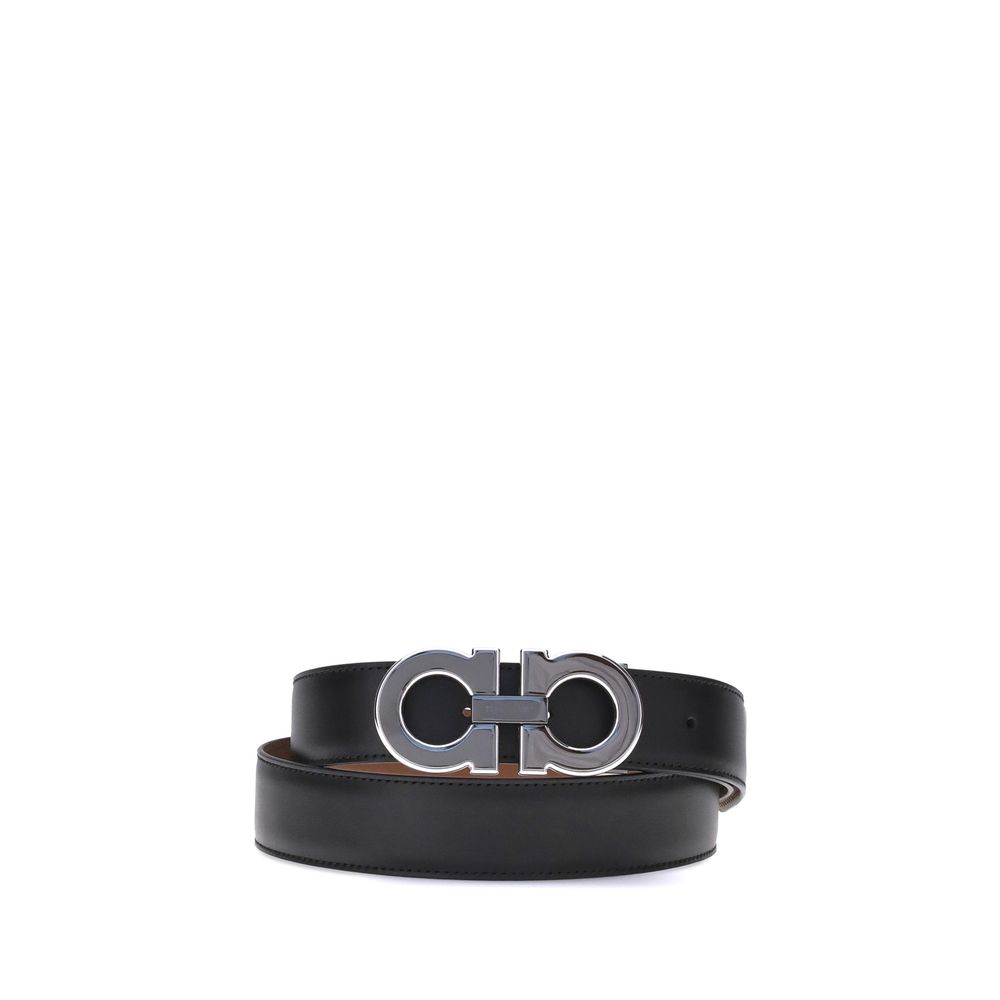 Ferragamo Black Calf Leather Regular Belt