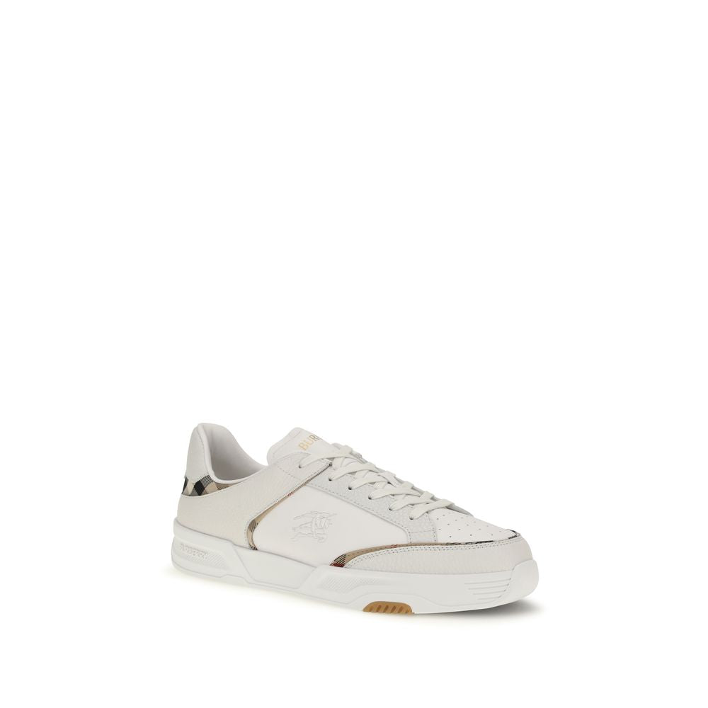 Burberry White Calf Leather Low Top Sneakers