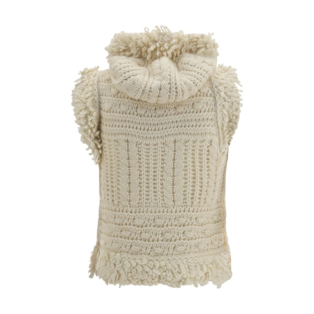 Fendi White Wool Sleeveless Jacket