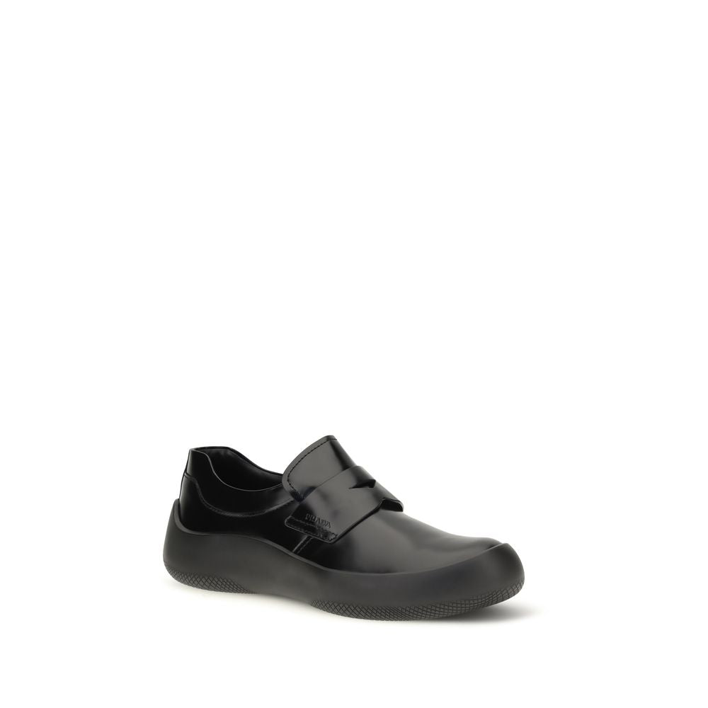 Prada Black Calf Leather Slip-On Loafers