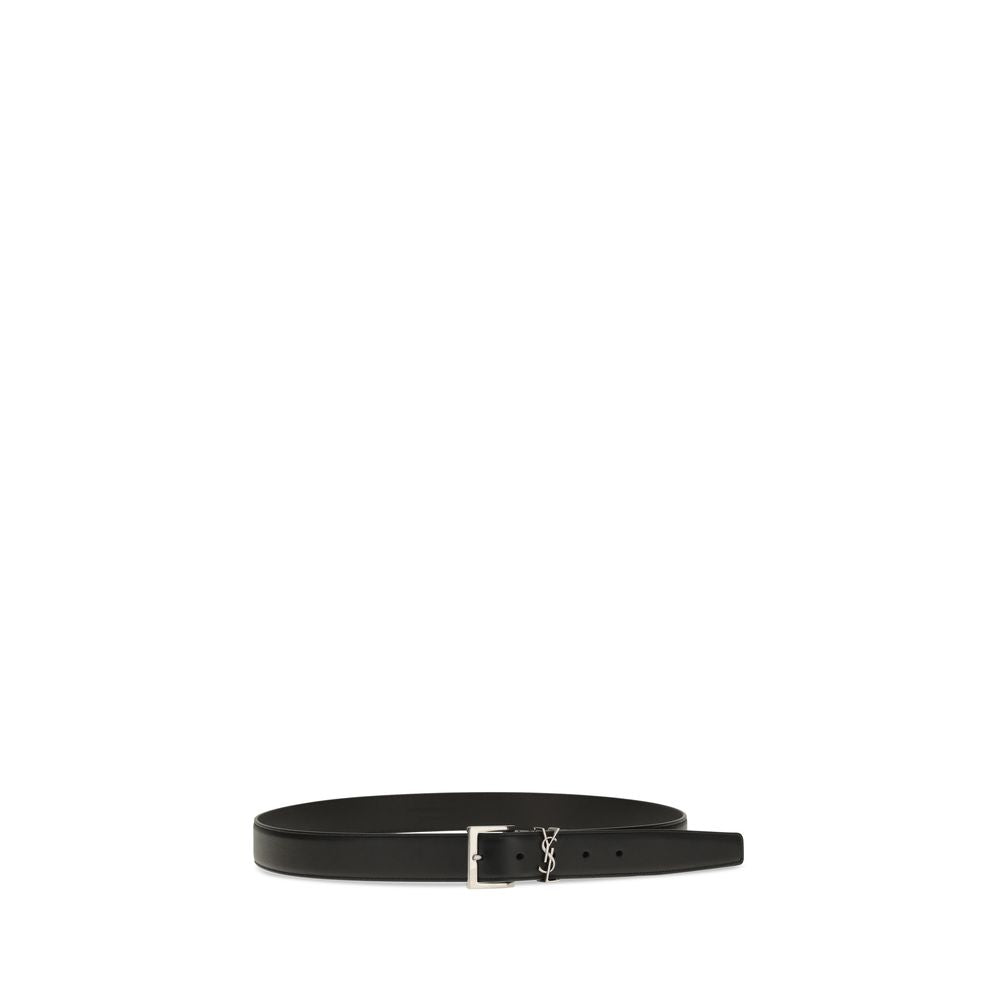 Saint Laurent Black Calf Leather Regular Belt