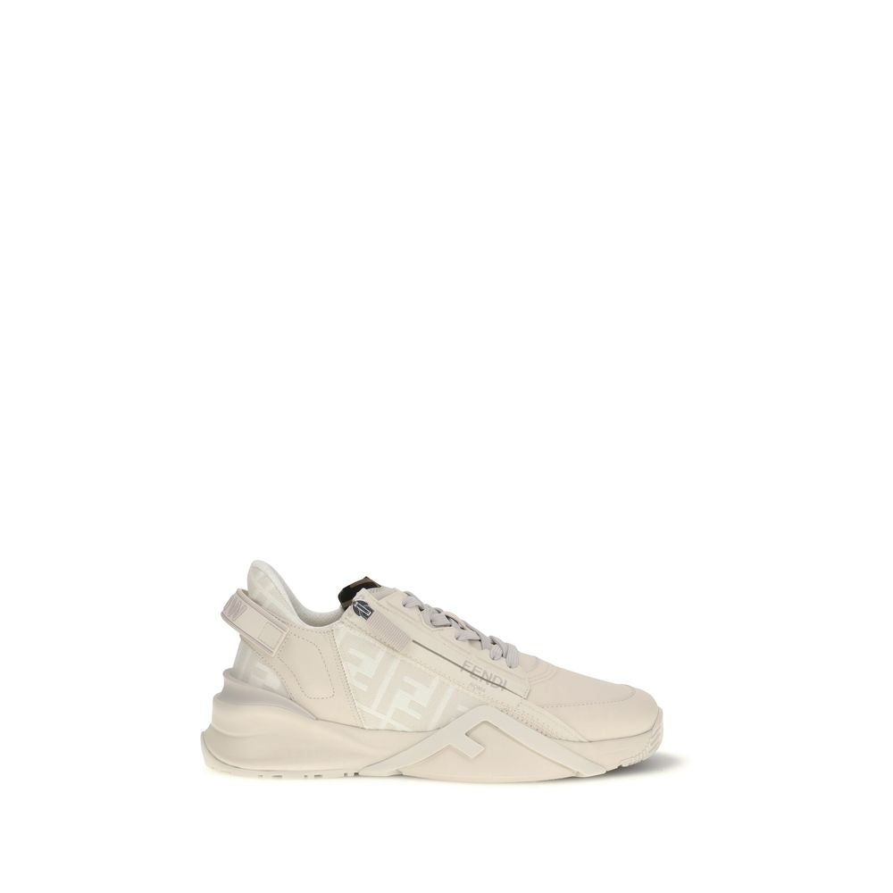 Fendi Beige Calf Leather Athletic Sneakers