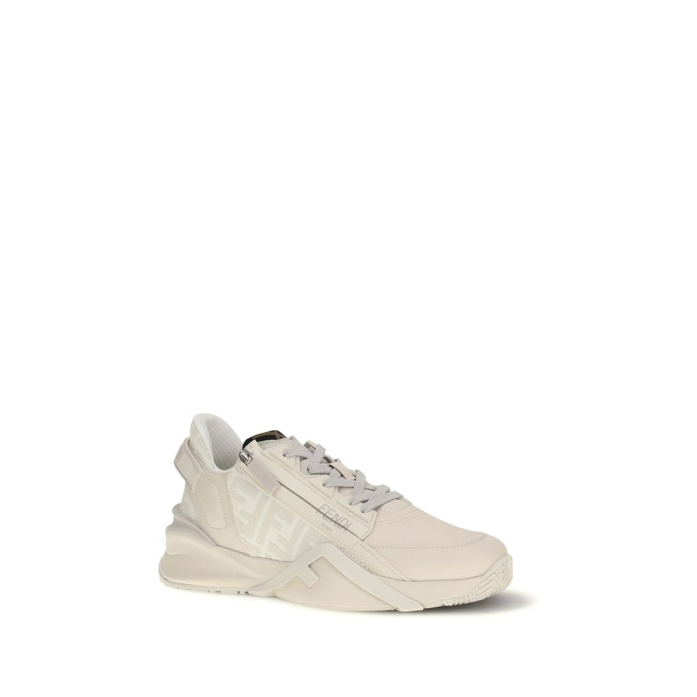 Fendi Beige Calf Leather Athletic Sneakers