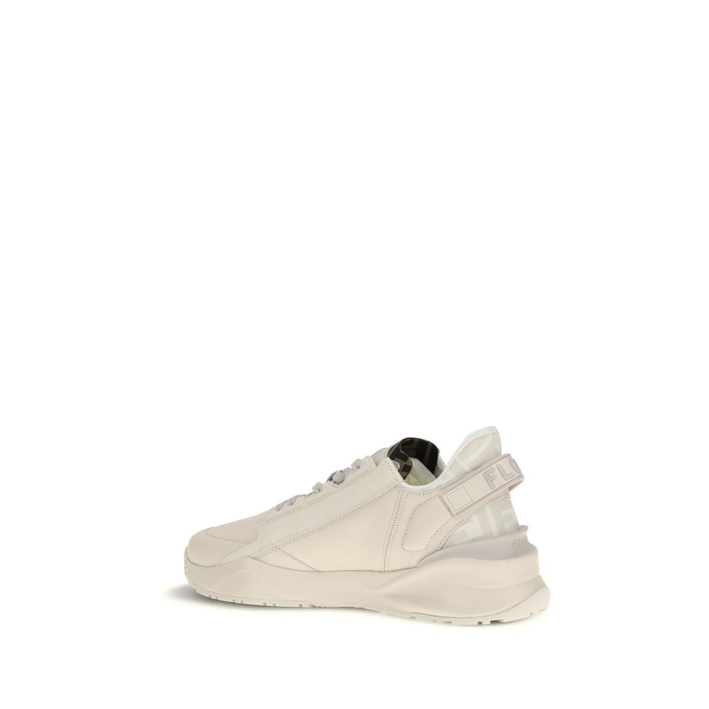 Fendi Beige Calf Leather Athletic Sneakers