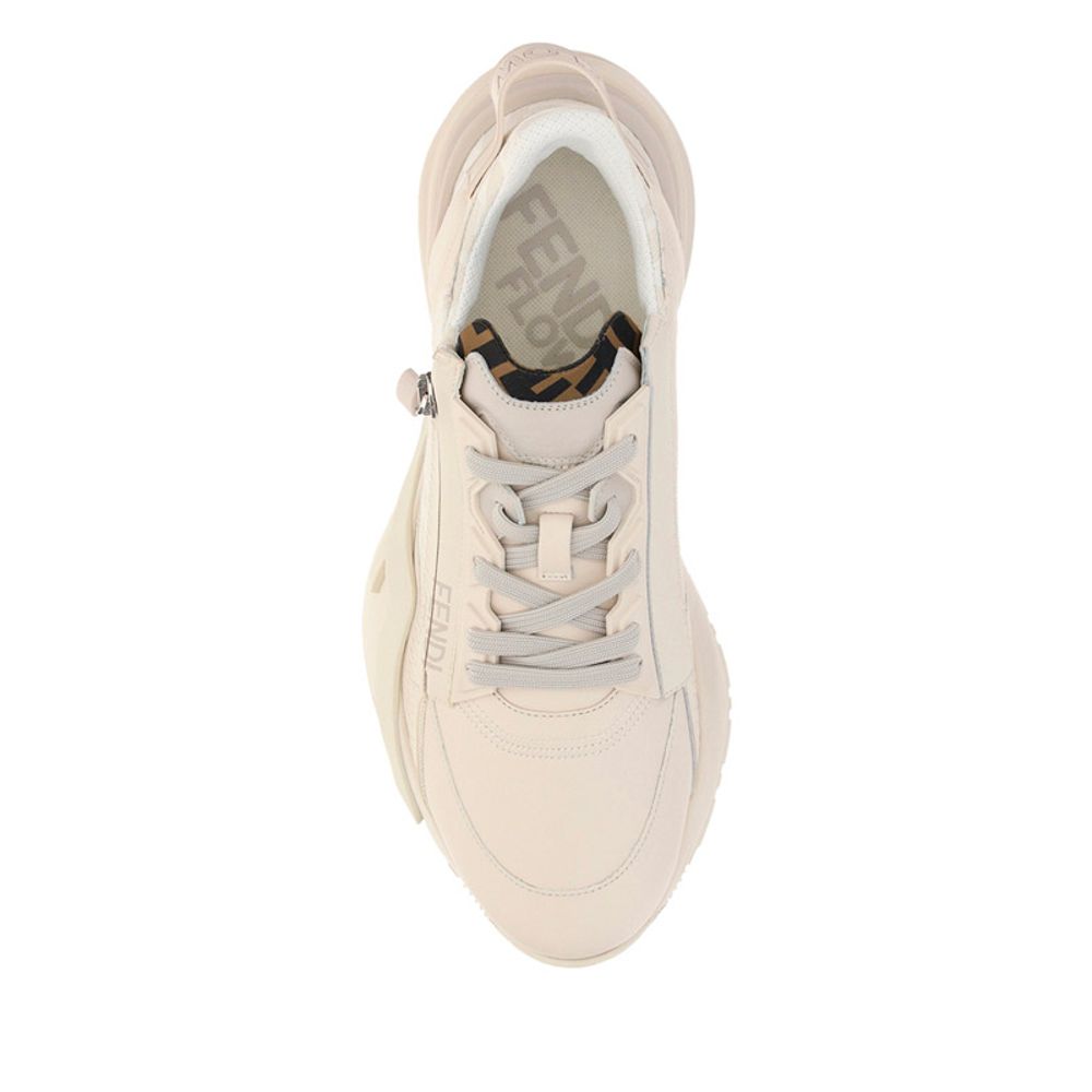 Fendi Beige Calf Leather Athletic Sneakers