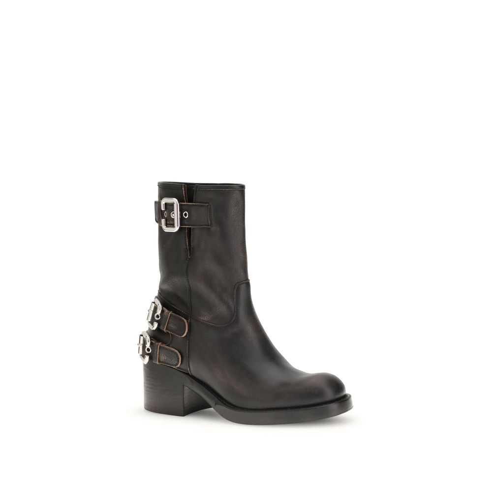 Chloé Black Calf Leather Ankle Boots