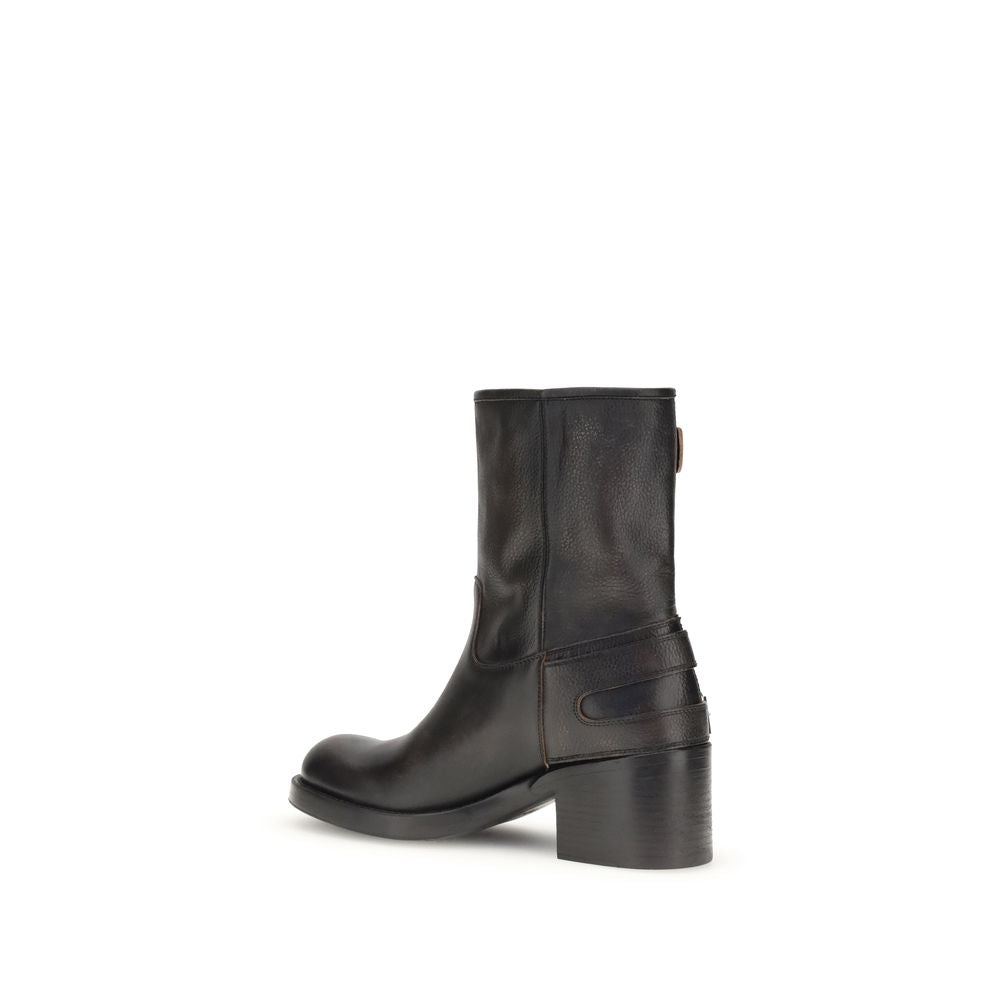 Chloé Black Calf Leather Ankle Boots