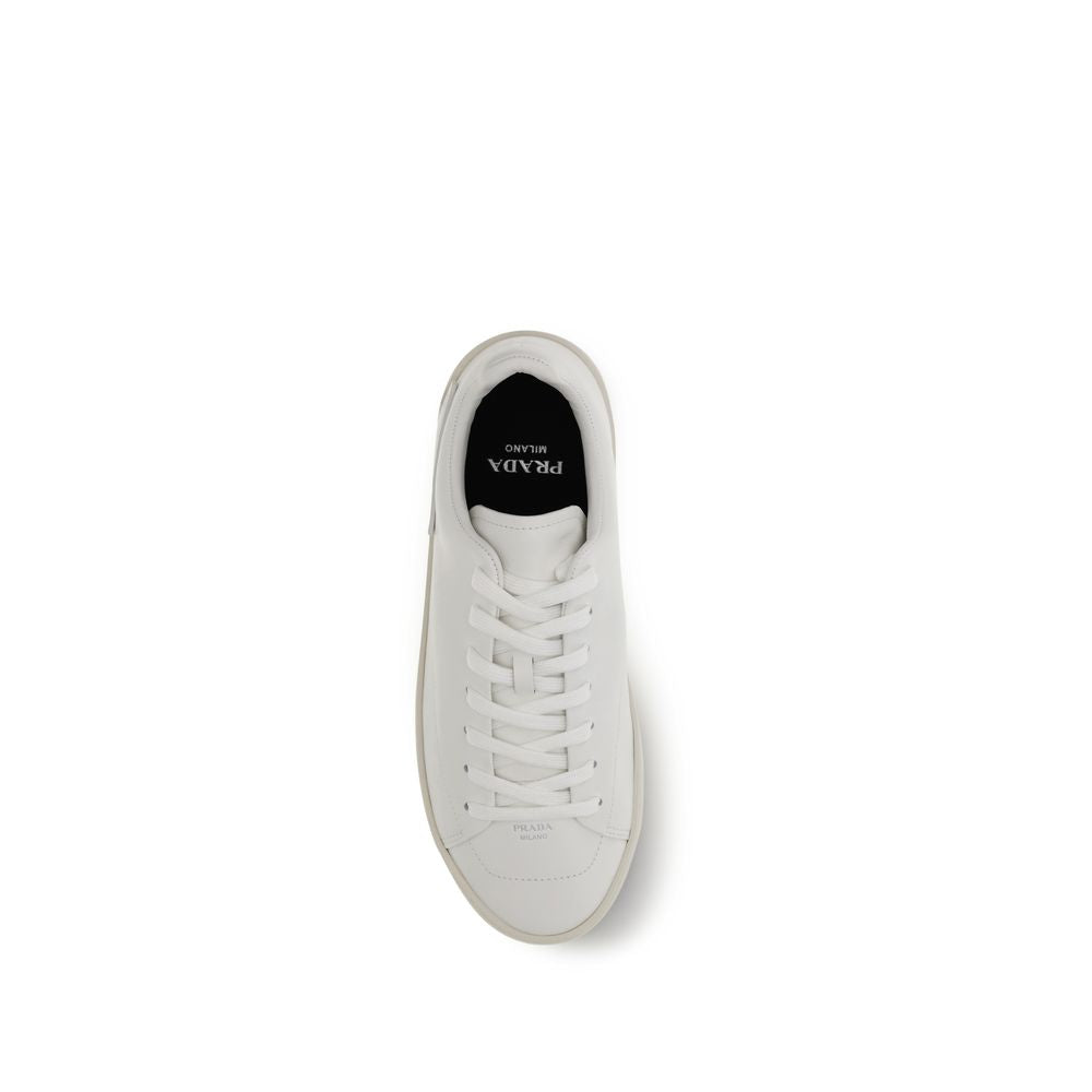 Prada White Calf Leather Low Top Sneakers