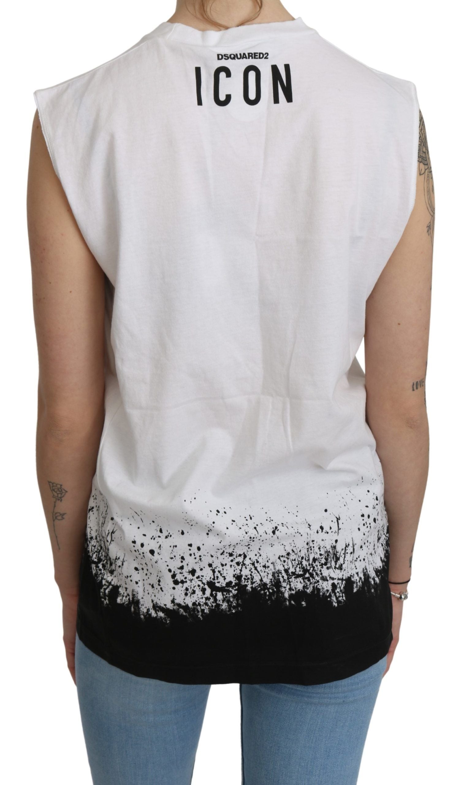 White Sleeveless T-shirt Tank Cotton TopDSQUARED2 Gorgeous brand new with tags, 100% Authentic DSQUARED2 Tops. Color: White and black Model: Sleeveless Crew Neck Tops Logo details Material: 100% CottonWhite Sleeveless T-shirt Tank Cotton Top${tagsDsquared
